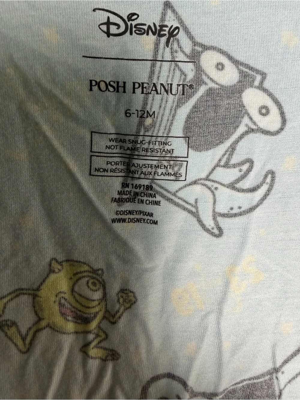 Posh Peanut Disney Monsters Inc 2 Piece Pajama Set 6-12M Blue